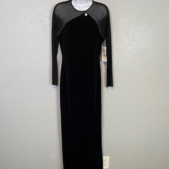 🆕 VNTG 90’s Night Way from Nordstroms Black Velvet Long Sleeve Dress - Picture 4 of 9
